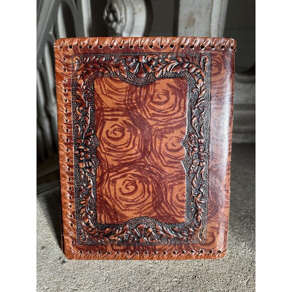 Vintage French Embossed Leather Notebook Cover For Journaling and Artists - Picture 2 of 4